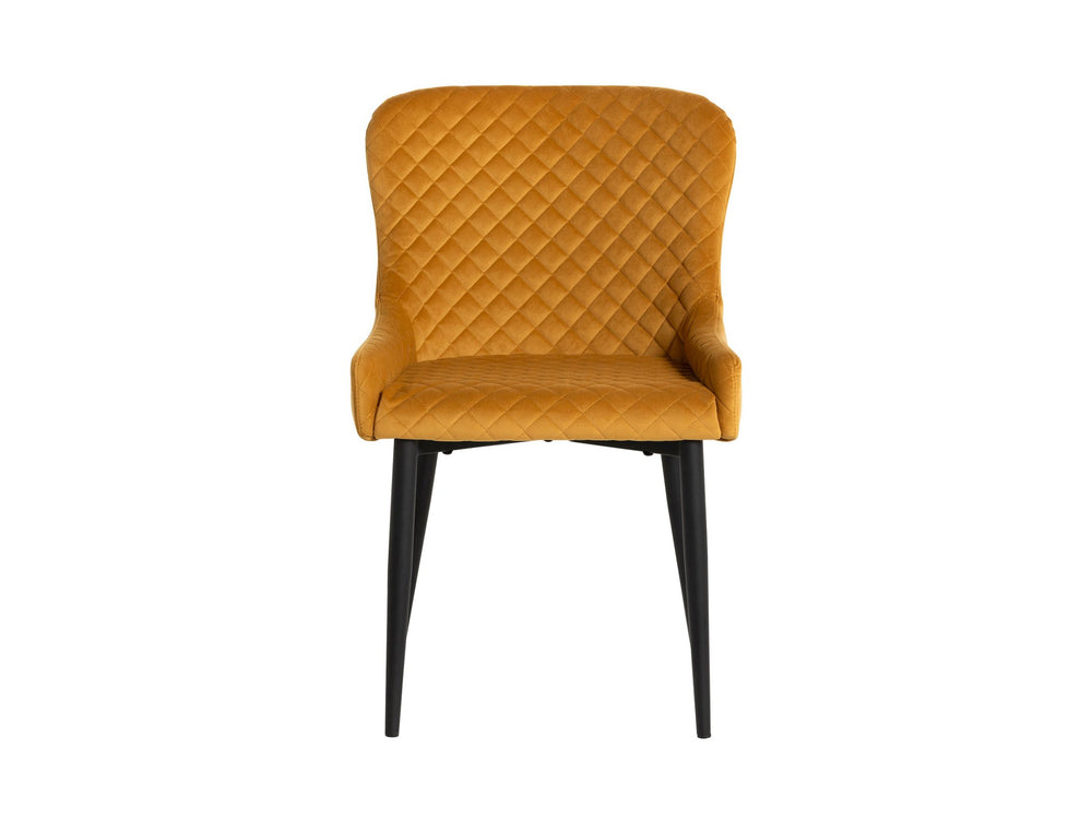 Mustard Velvet Dining Chair Front View