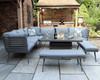 Mayfair Grey Frame 8 Seater Garden Fire Pit Table Set (120cm)