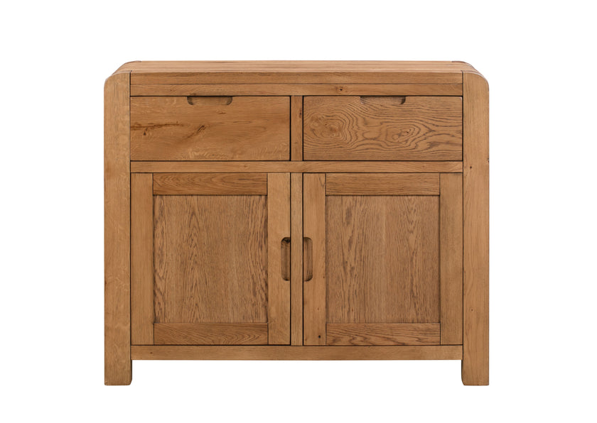 Front view of the Milan Oak Sideboard with 2 Doors