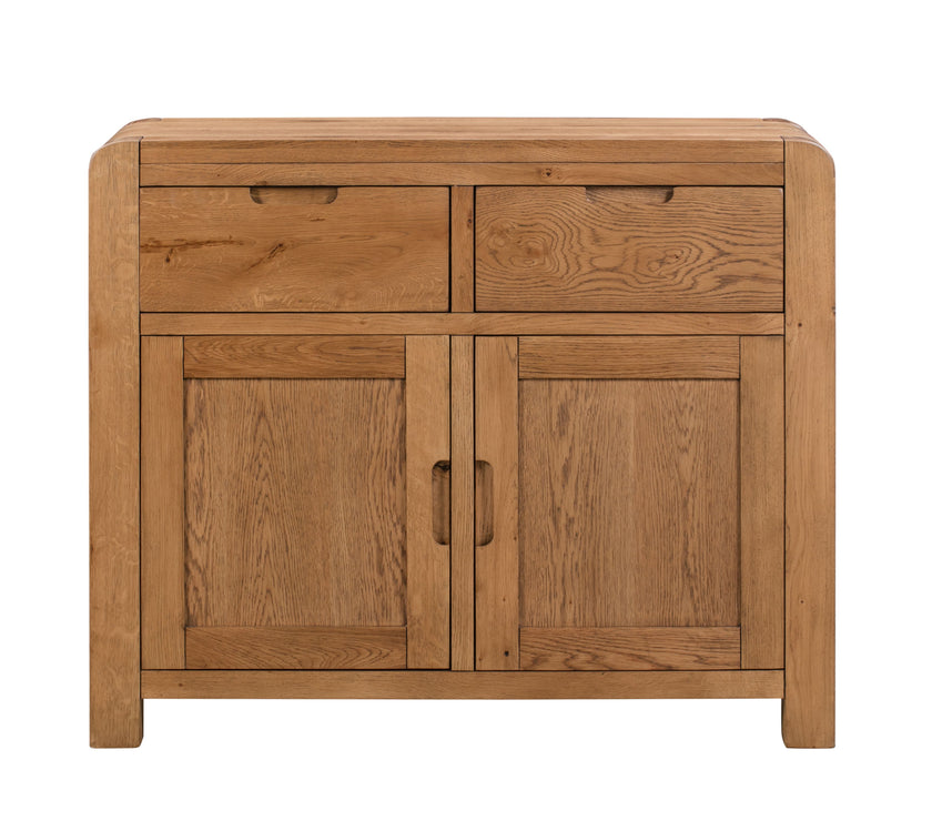 Front view of the Milan Oak Sideboard with 2 Doors