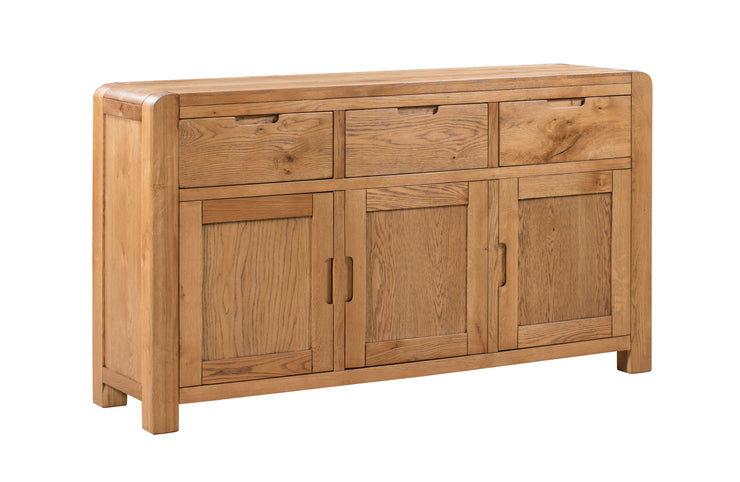 Front view of the Milan Oak Sideboard with 3 Doors