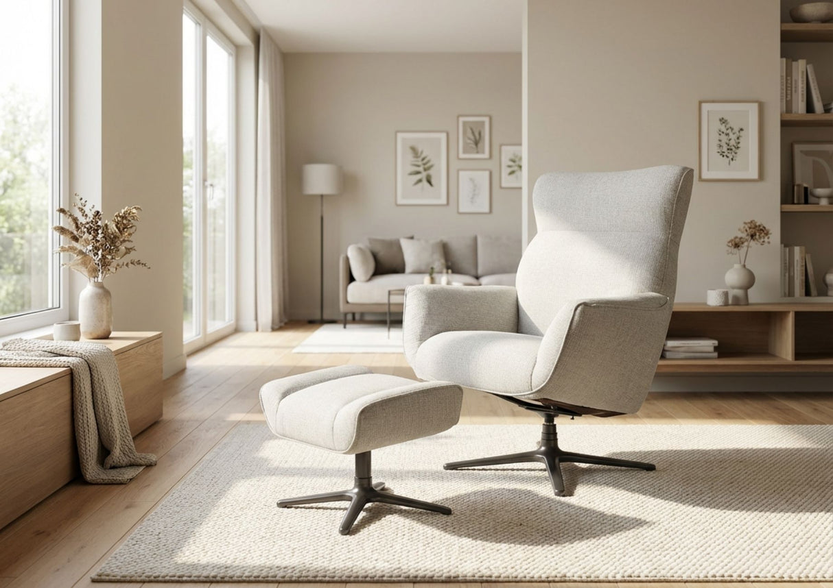 Mont Blanc Recliner Swivel Chair + Ottoman Package