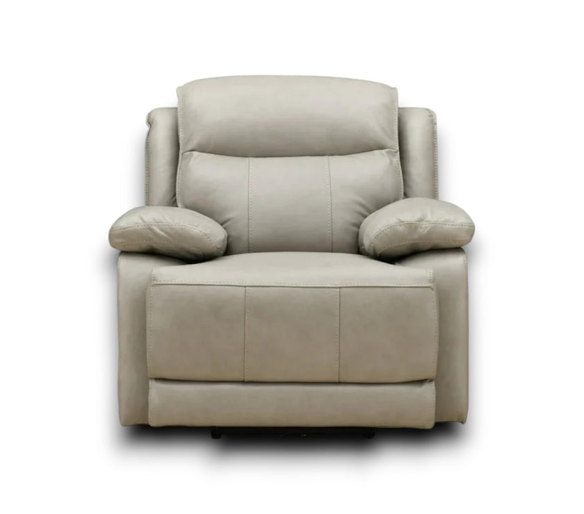 Montana Luxury Armchair with Power Recliner & Adjustable Headrest (Light Grey)