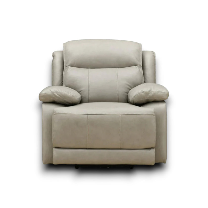 Montana Luxury Armchair with Power Recliner & Adjustable Headrest (Light Grey)