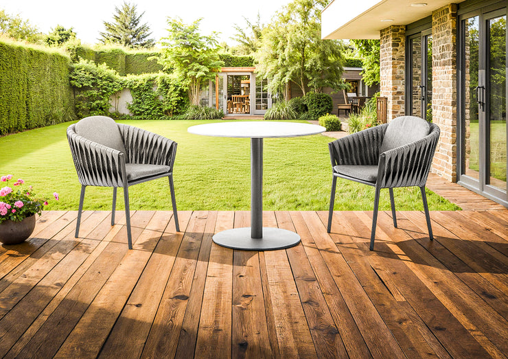 New Freedom Round Garden Dining Table and 2 Wicker Chairs Set