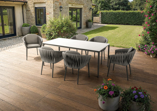 Marra Garden Dining Table and 6 Wicker Chairs Set
