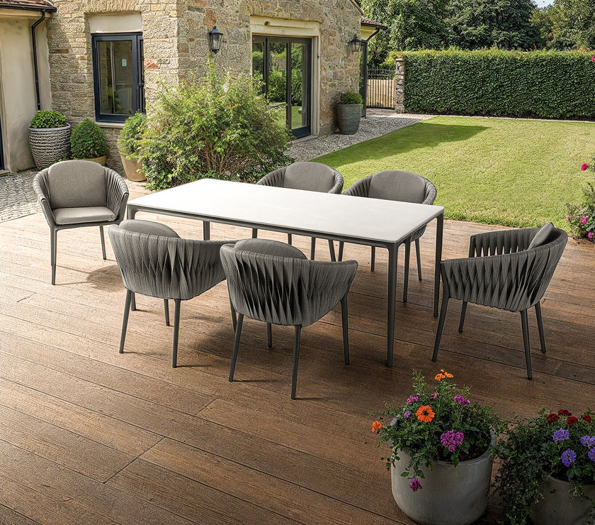 Marra Garden Dining Table and 6 Wicker Chairs Set