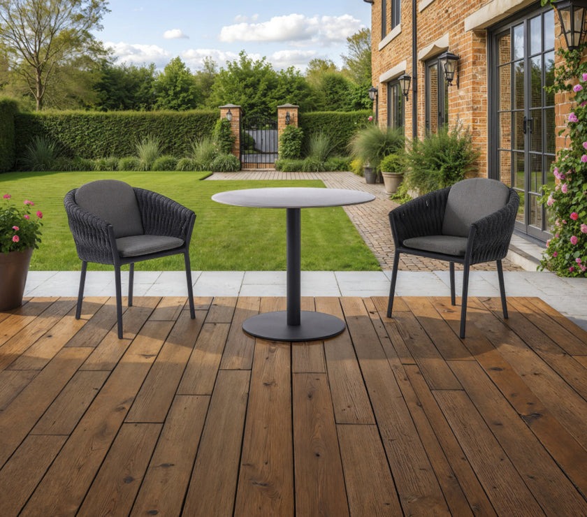 New Freedom Round Garden Dining Table and 2 Rope Chairs Set