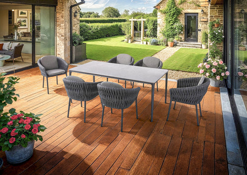 Marra Garden Dining Table and 6 Rope Chairs Set