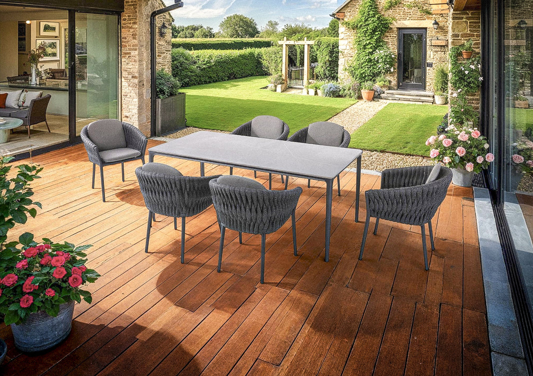 Marra Garden Dining Table and 6 Rope Chairs Set