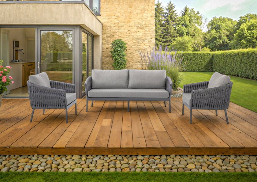 Rope Garden 3 Seater and 2 x Chair Sofa Set