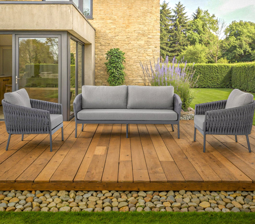 Rope Garden 3 Seater and 2 x Chair Sofa Set