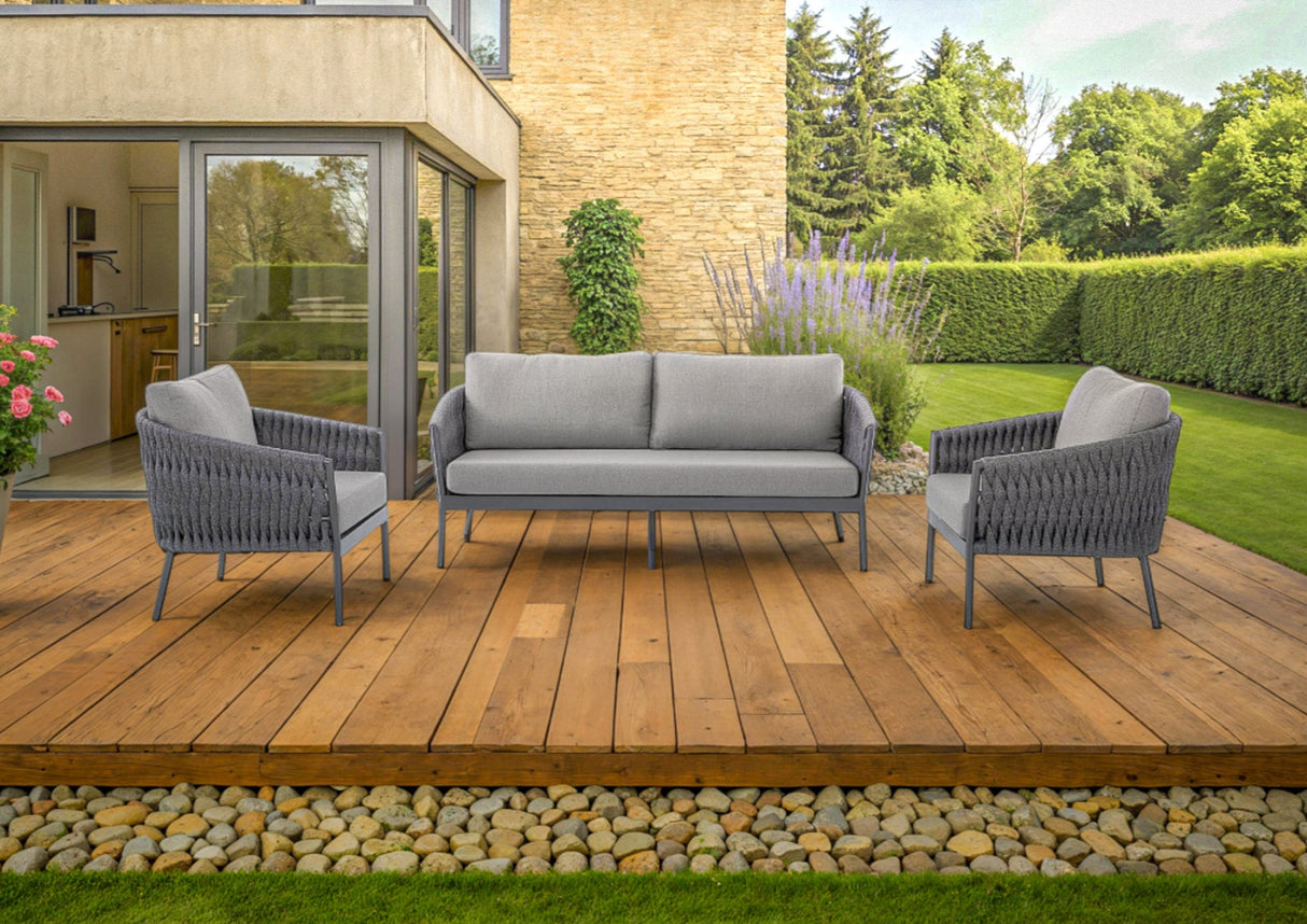 Rope Garden 3 Seater and 2 x Chair Sofa Set