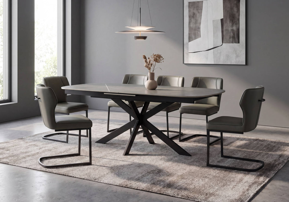 Neptune Extending Dining Table and 6 Dining Chairs
