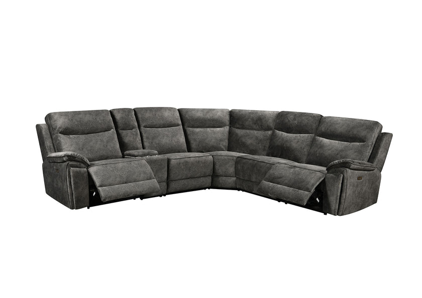 Osaka Modular Corner Recliner Sofa with Console - Grey