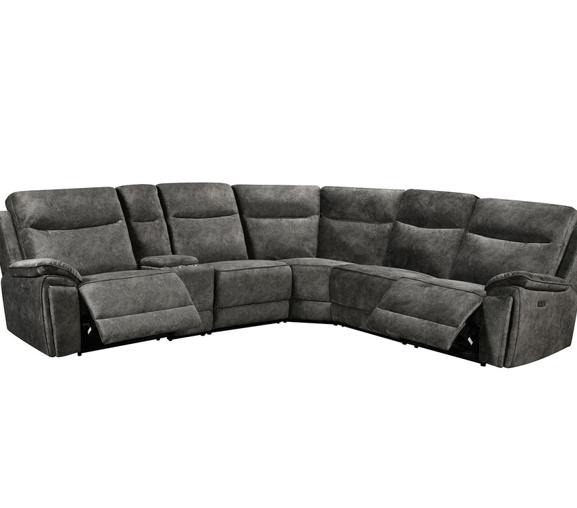 Osaka Modular Corner Recliner Sofa with Console - Grey