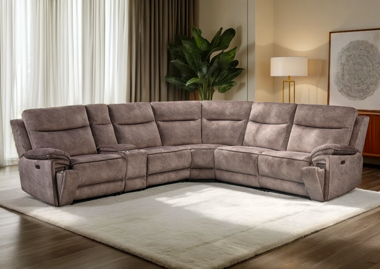 Osaka Modular Corner Recliner Sofa with Console - Truffle