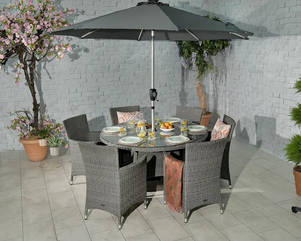 Paris 6 Seater Garden Round Carver Dining Set