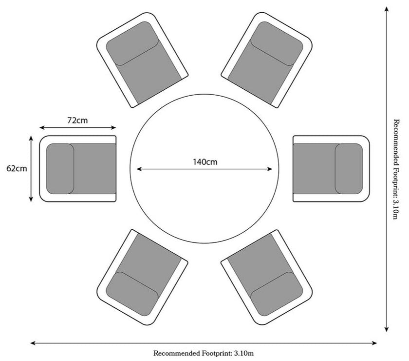 Paris 6 Seater Garden Round Imperial Dining Set