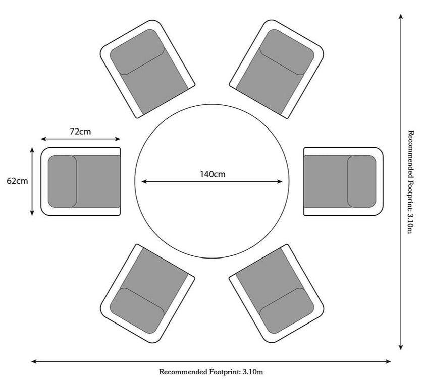 Paris 6 Seater Garden Round Imperial Dining Set