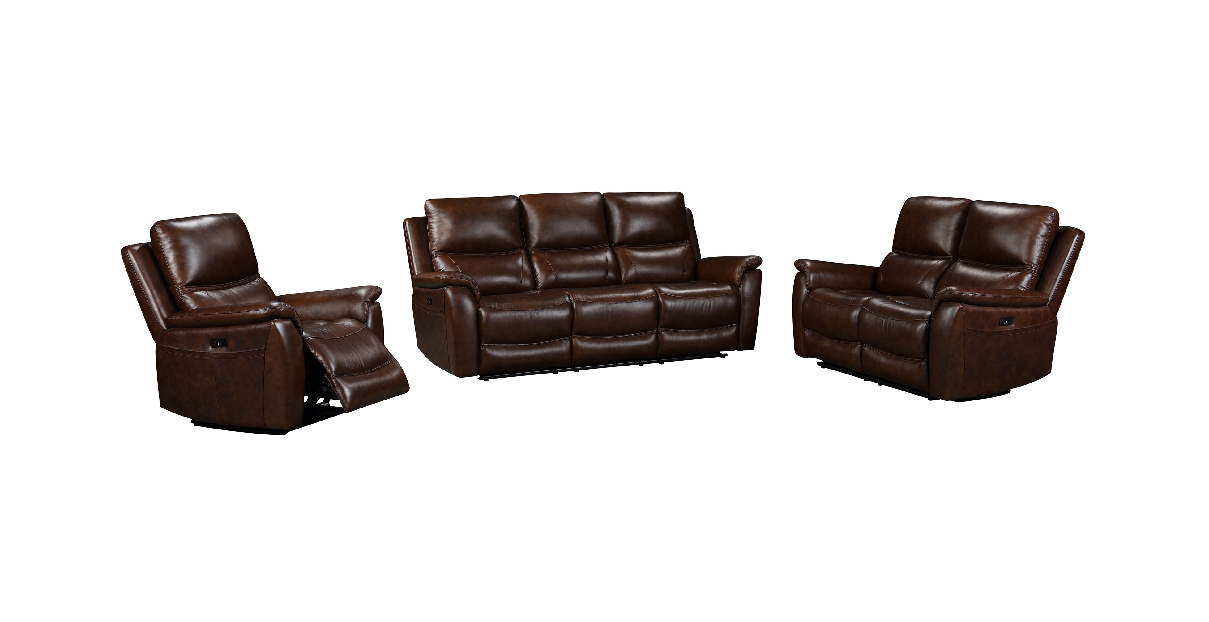 Palermo Leather 3 Seater Sofa with Power Recliner