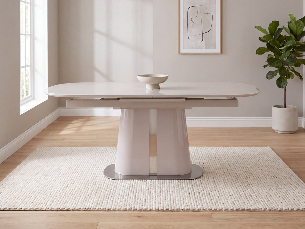 Plaza Ceramic Extending Dining Table with 6 Swivel Dining Chairs