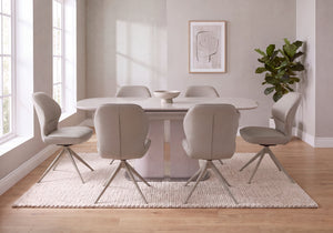 Plaza Ceramic Extending Dining Table with 6 Swivel Dining Chairs
