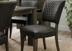 Landon Fumed Oak Dining Chairs Saddle Faux Leather (Sold in Pairs)