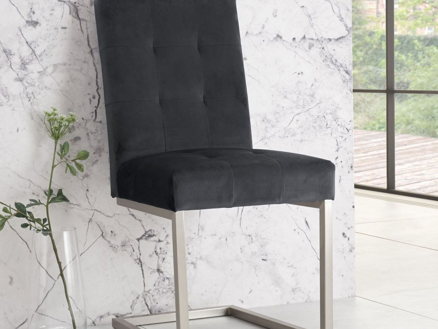 Toulouse Cantilever Velvet Dining Chairs (Sold in Pairs)