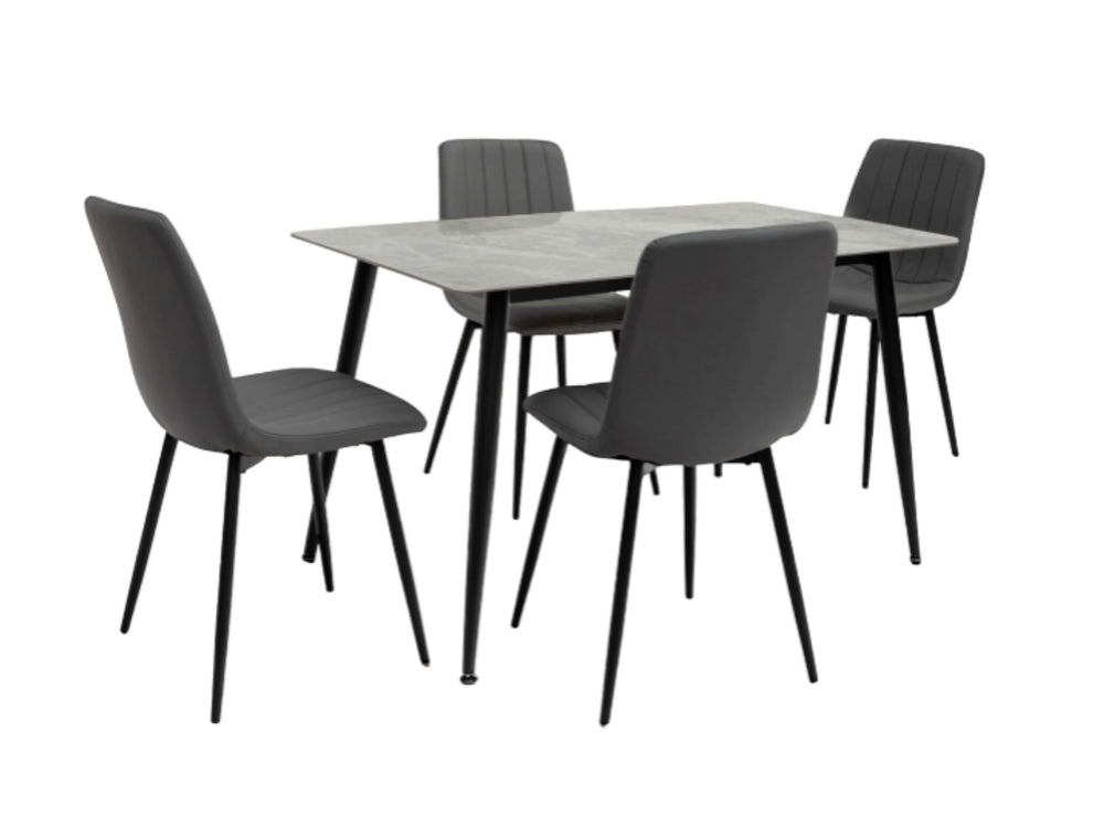 Riley Dining Table with Four Chairs Set