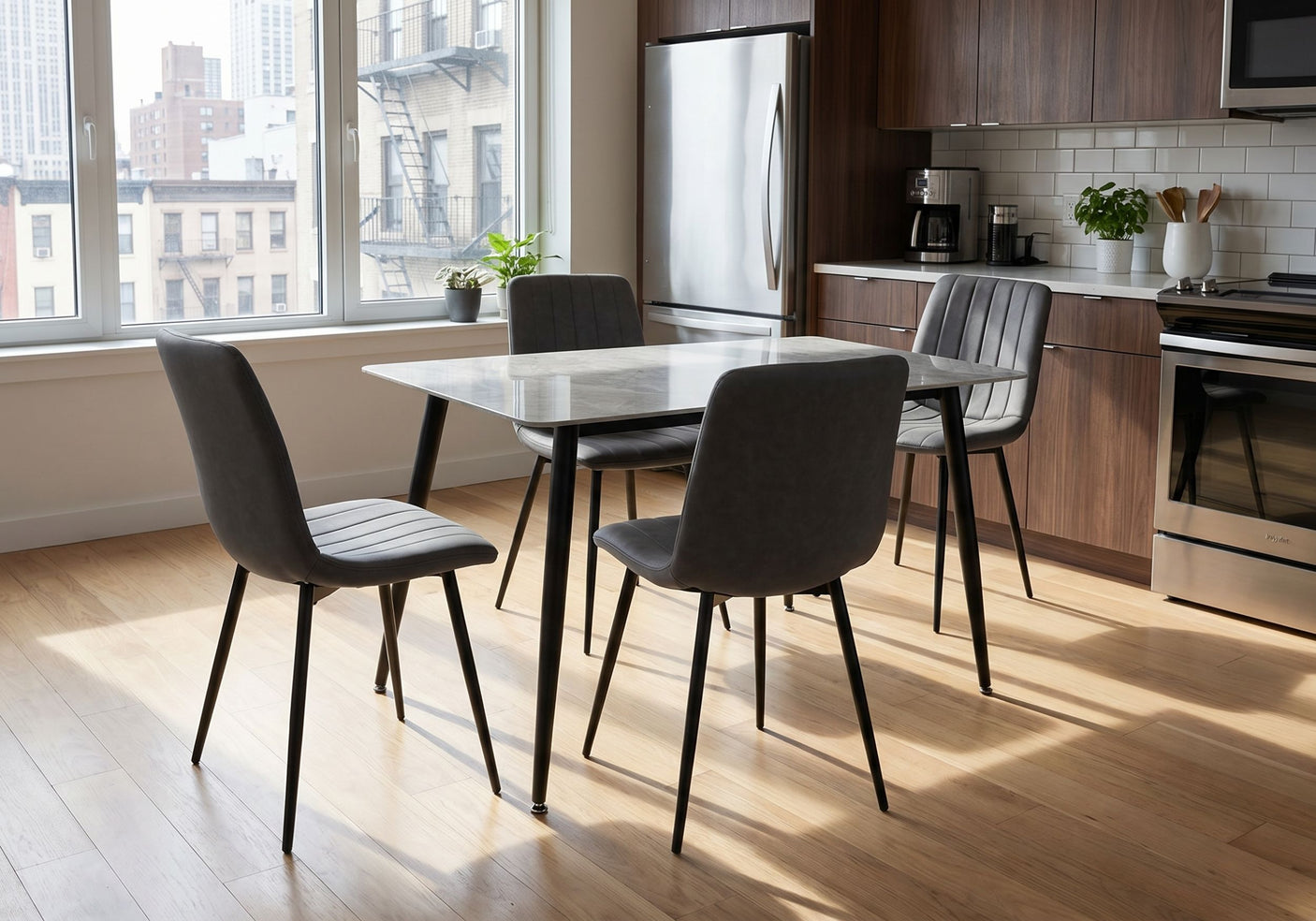 Riley Dining Table with Four Chairs Set