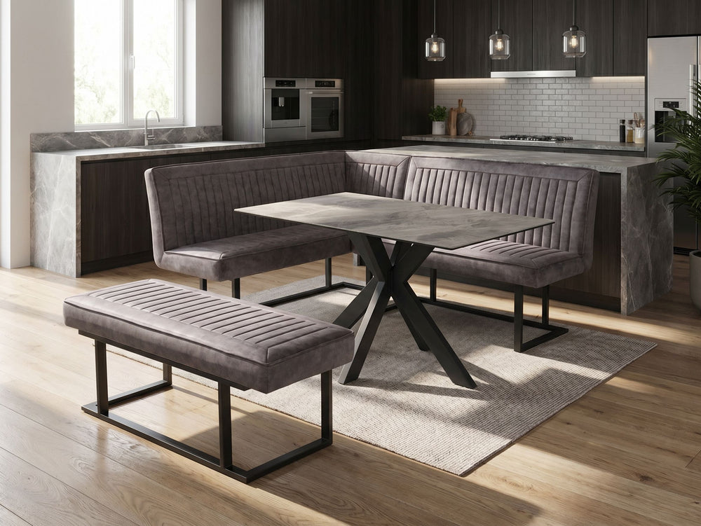 Ebony Dining Set with Bench and Ceramic Table