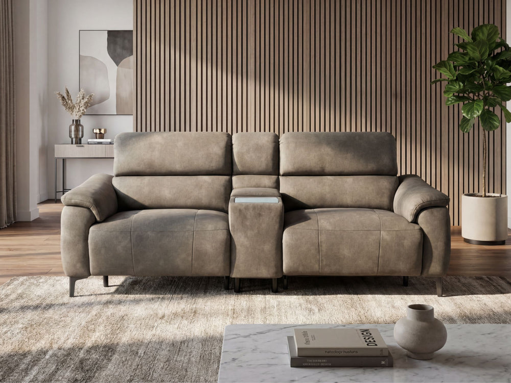 Tech Sofa 3 Seater Power Headrest/Recliner with Console
