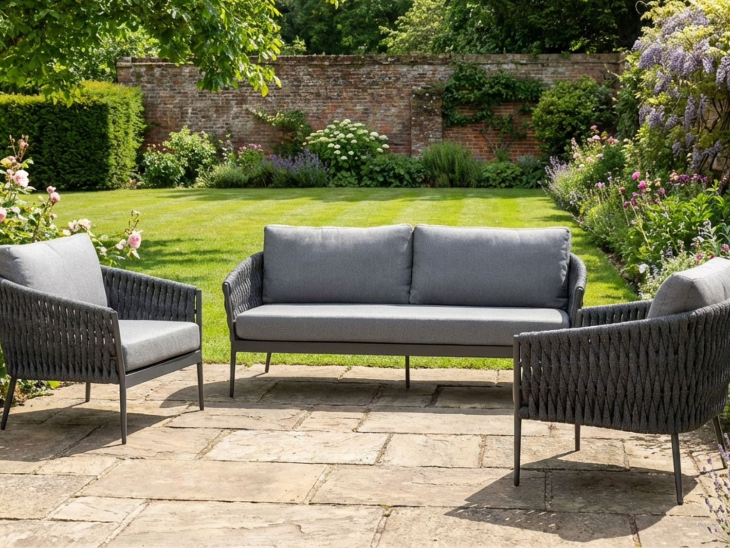 Rope Garden 3 Seater and 2 x Chair Sofa Set