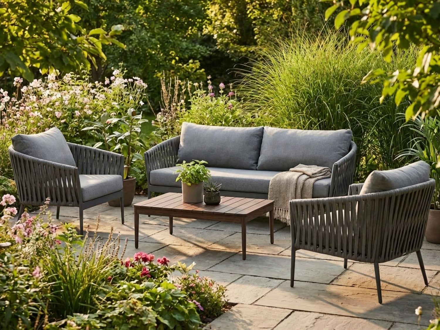 Wicker Garden 3 Seater and 2 x Chair Sofa Set