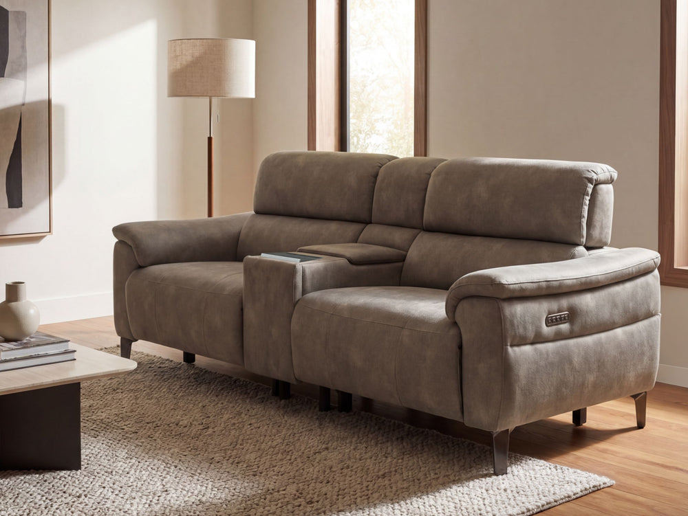 Tech Sofa 3 Seater Power Headrest/Recliner with Console