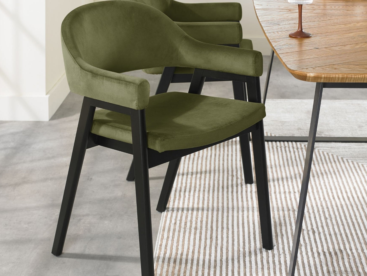 Candice Velvet Dining Chairs with Arms - Cedar (Sold in Pairs)