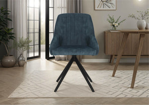 Sofia Velvet Swivel Dining Chairs - Velvet Blue