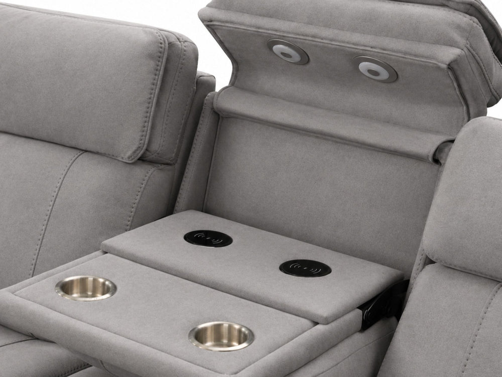 Paramount Luxe 3 Seater Power Headrest/Recliner Sofa with Dropdown Table
