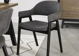 Candice Fabric Dining Chairs with Arms - Dark Grey