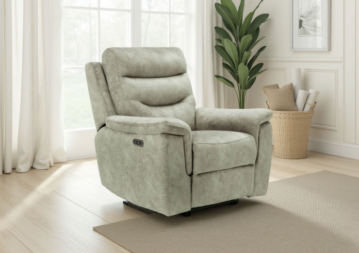 Rome Recliner Chair with USB - Marble Charcoal Grey