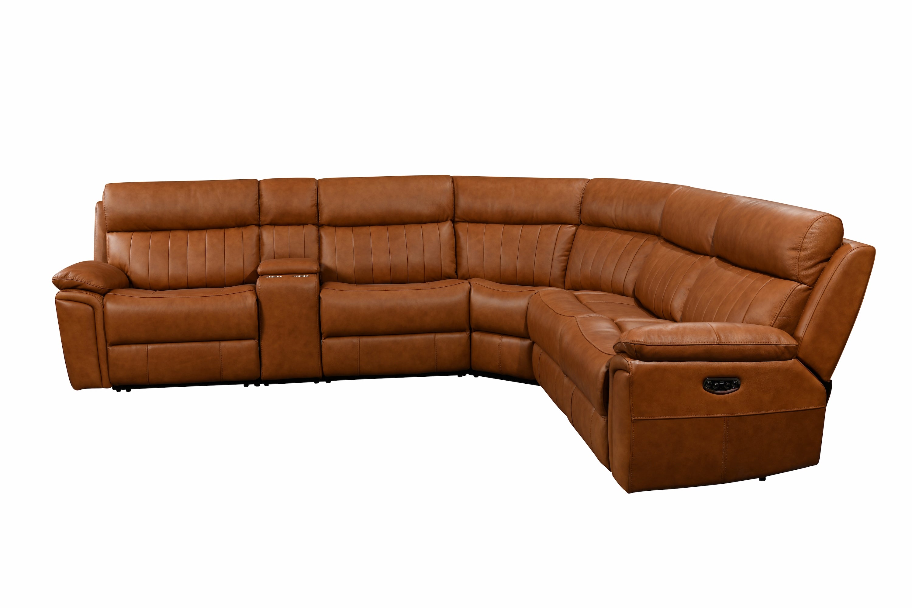 Brown leather sectional couch shop with recliners