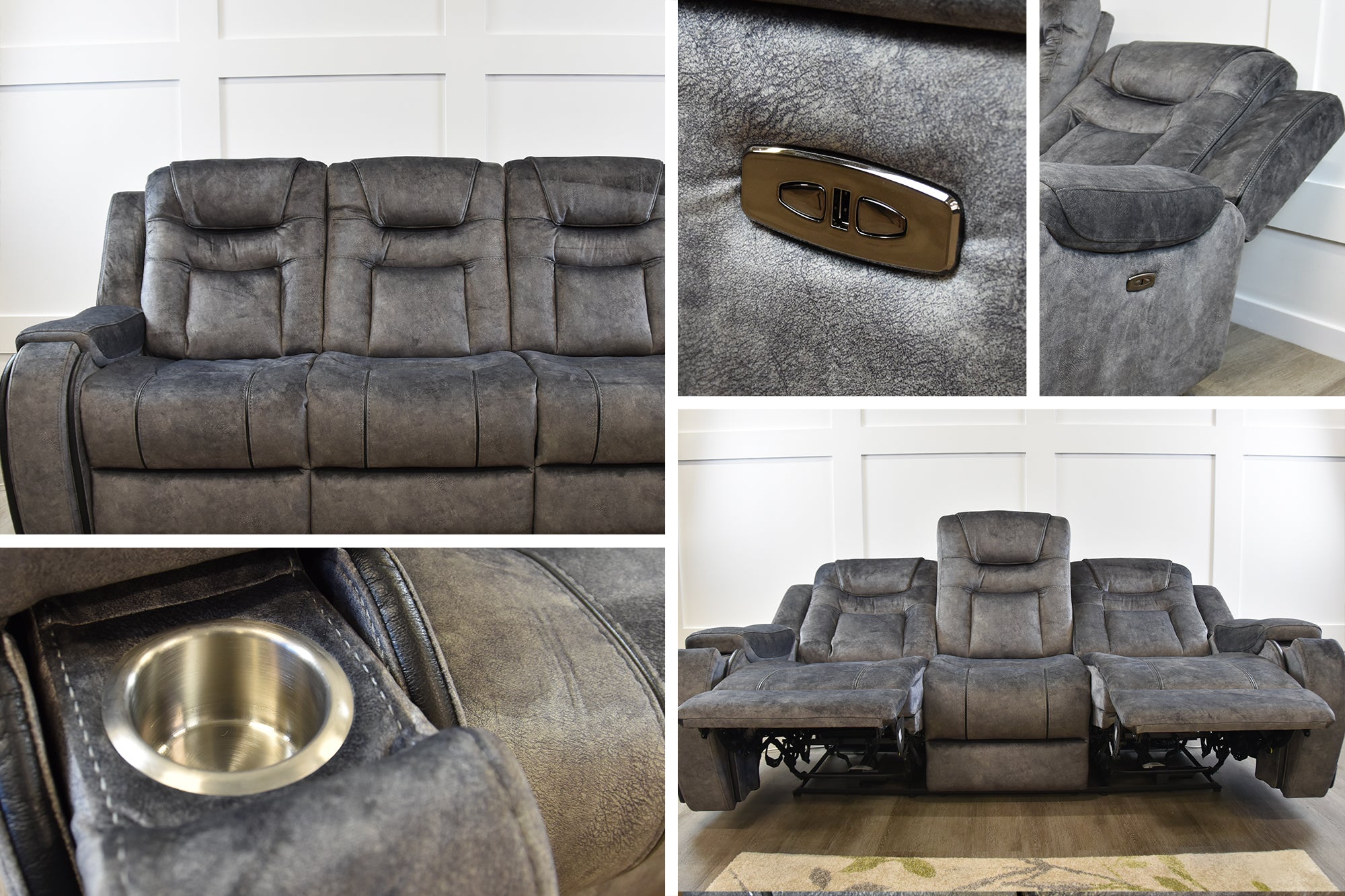 Leather sectional sofas with 2024 recliners and cup holders