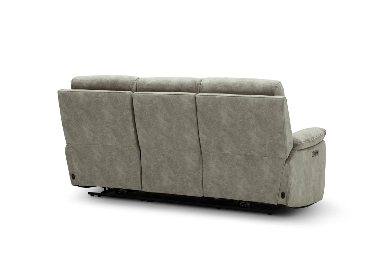 Rome 3 Seater Recliner Sofa with USB - Marble Charcoal Grey