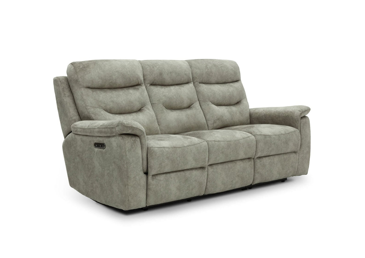 Rome 3 Seater Recliner Sofa with USB - Marble Charcoal Grey