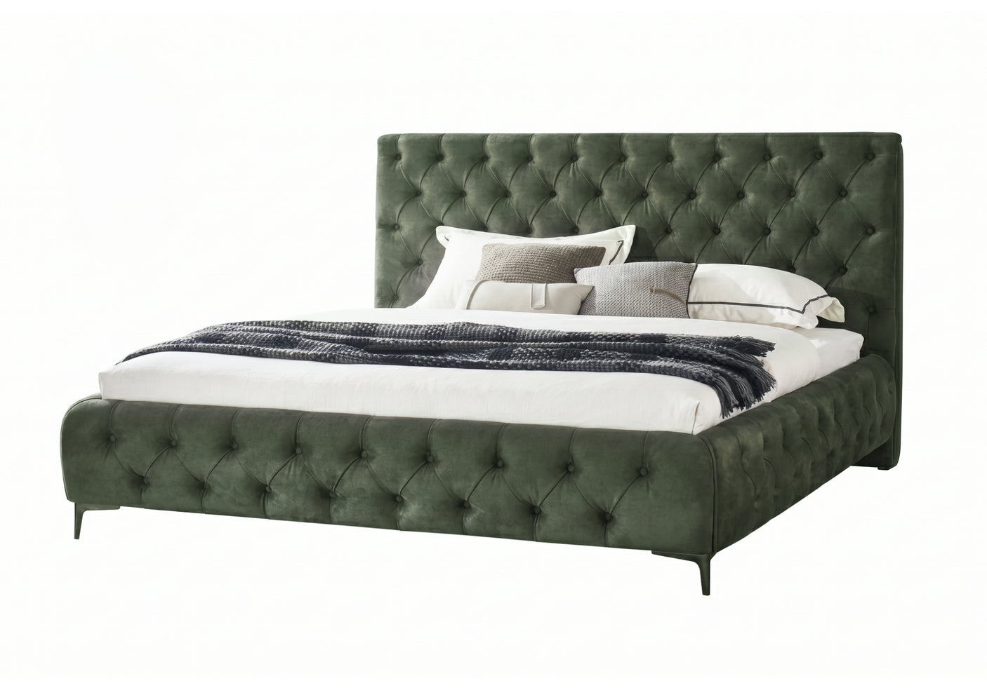 Royal King Size Bed Frame - Dark Green