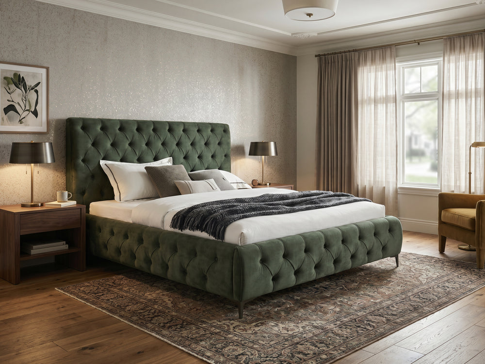 Royal King Size Bed Frame - Dark Green