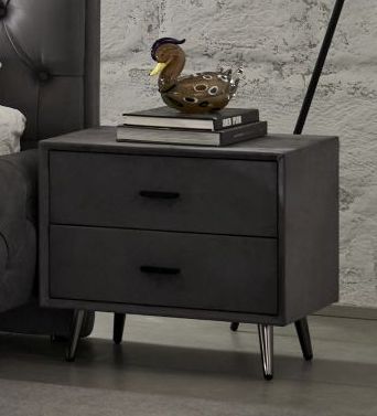 Full view of royal bedside 2 draw unit in Nubuk Grey 