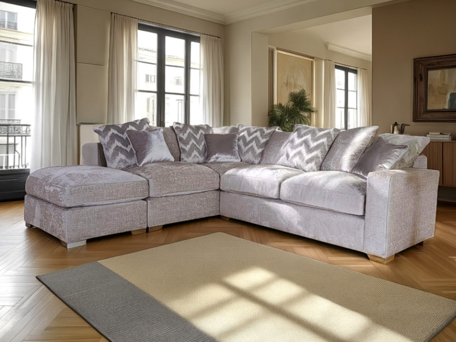 Sahara - Pillow Back Corner Sofa with footstool