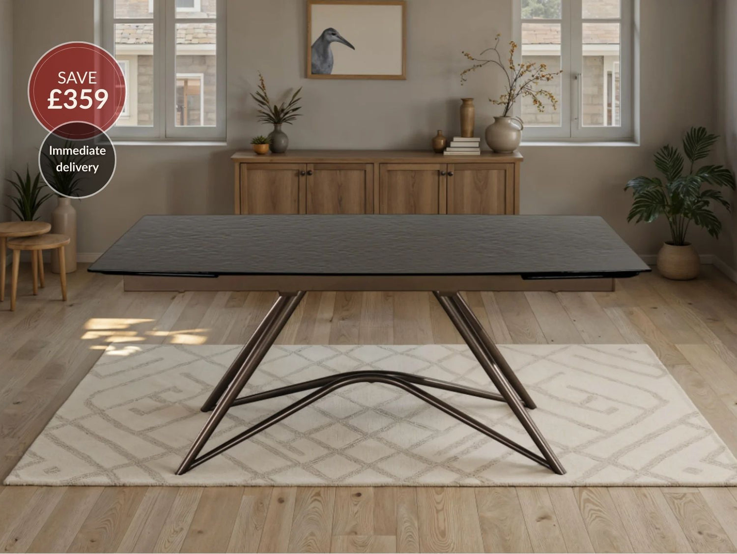 Louvre Fused Glass Extending Dining Table